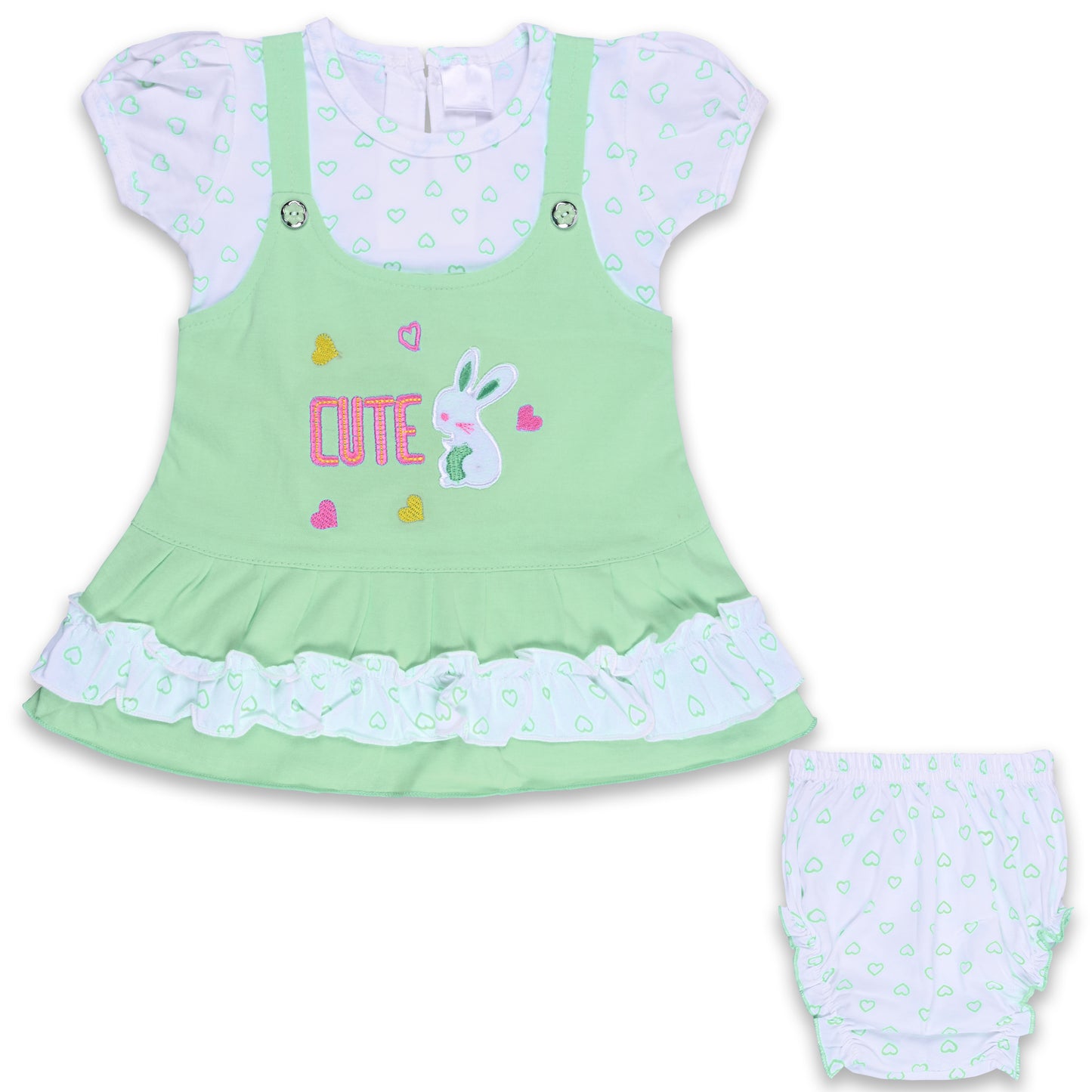 Baby Girls Printed A-Line Frock Dress With Brief