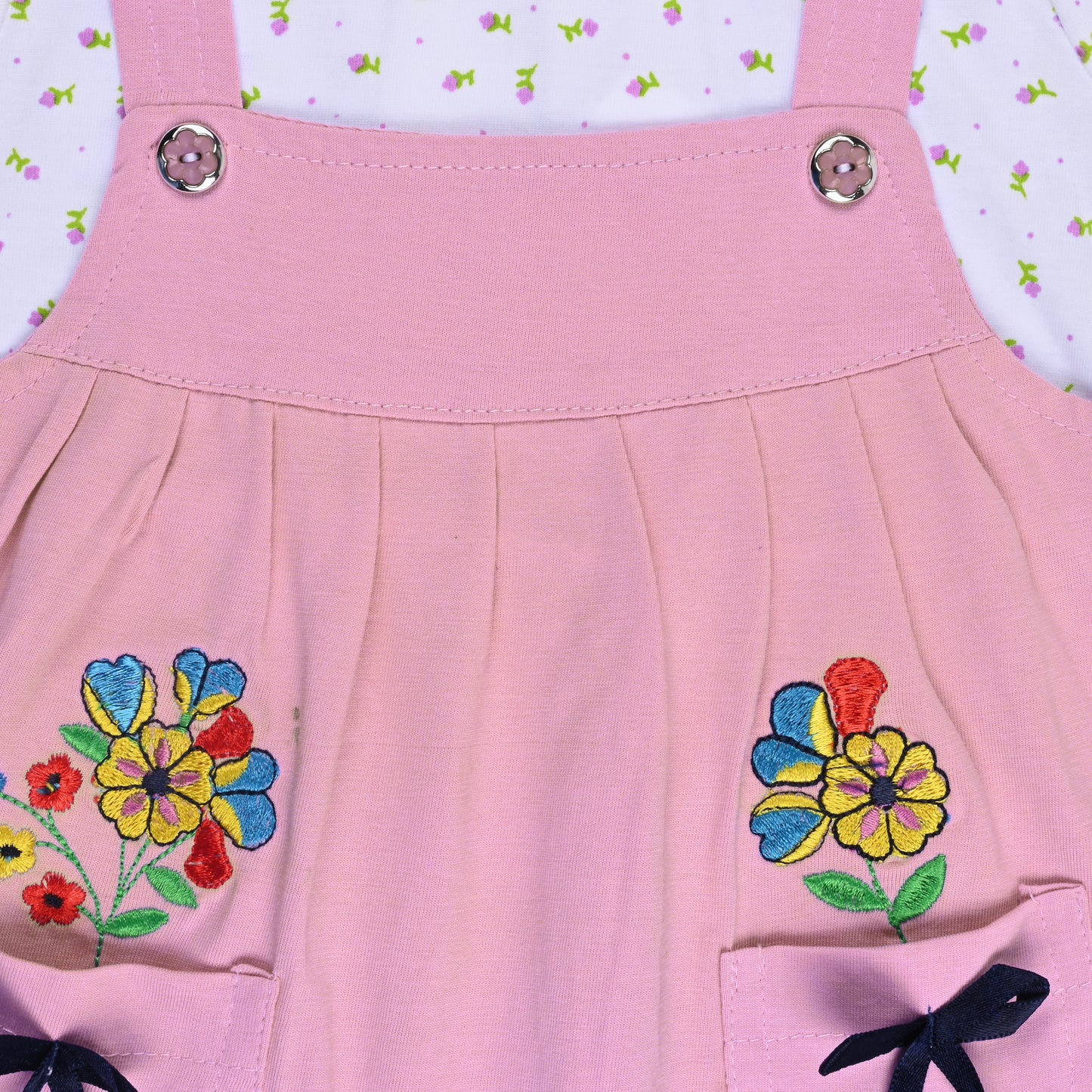 Baby Girls Embroidered A-Line Frock Dress with Brief