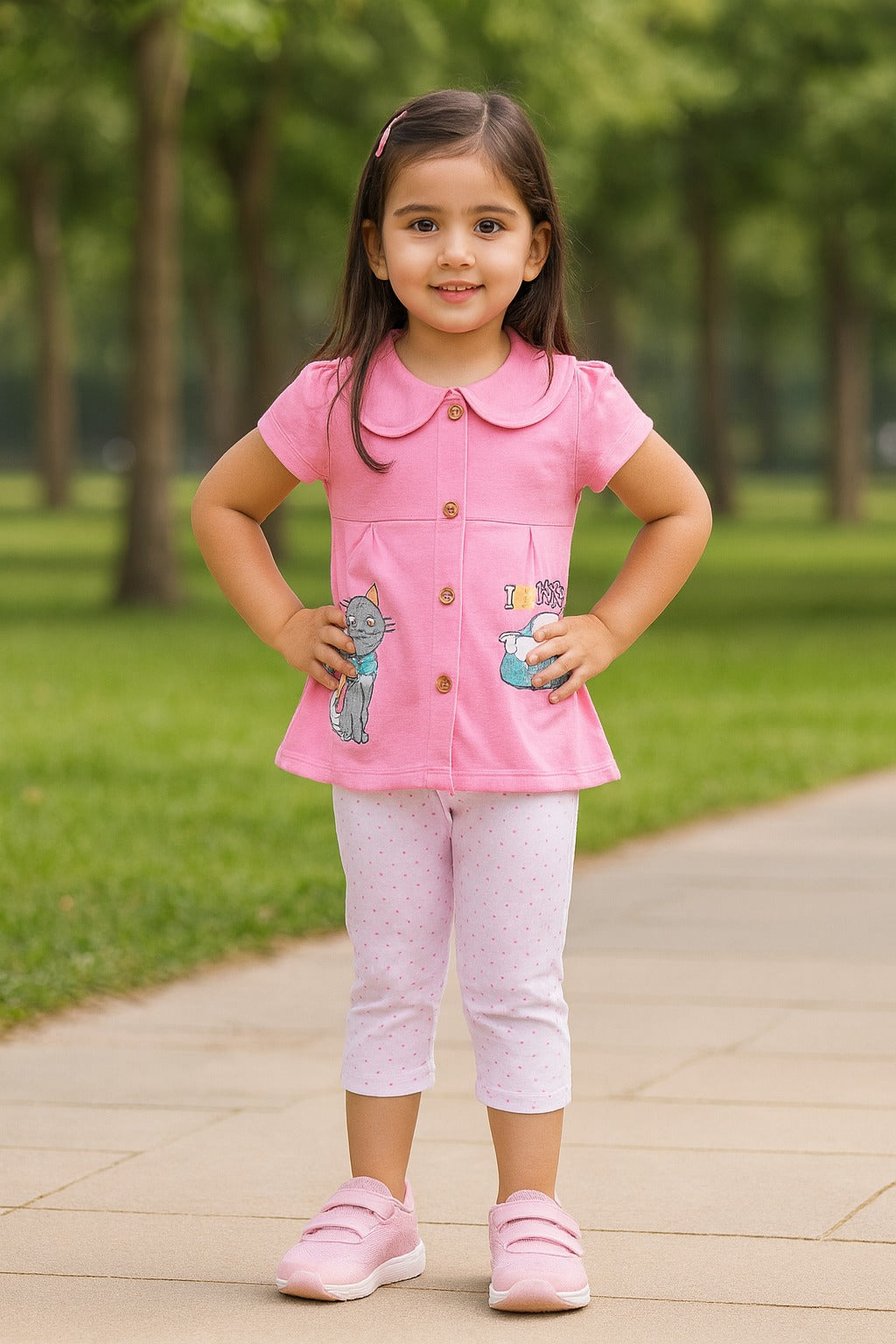 Baby Girls Graphic Print Top and Pant Clothing Set