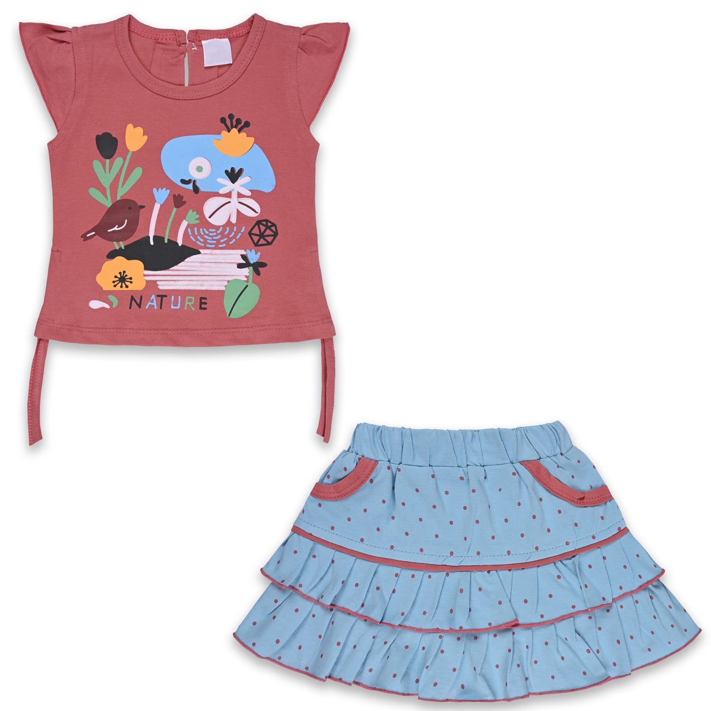 Baby Girls Graphic Print Top and Skirt Clothing Set