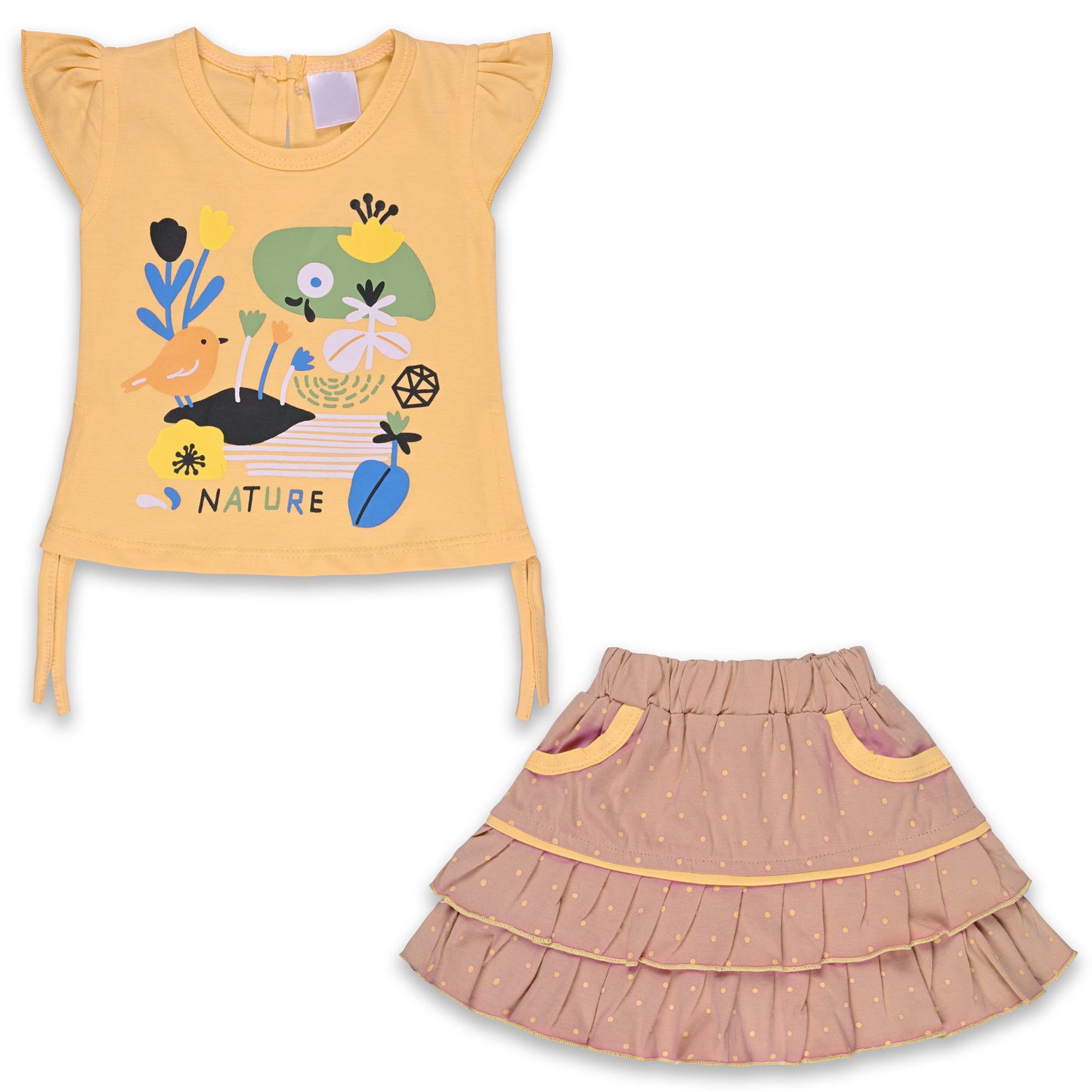 Baby Girls Graphic Print Top and Skirt Clothing Set