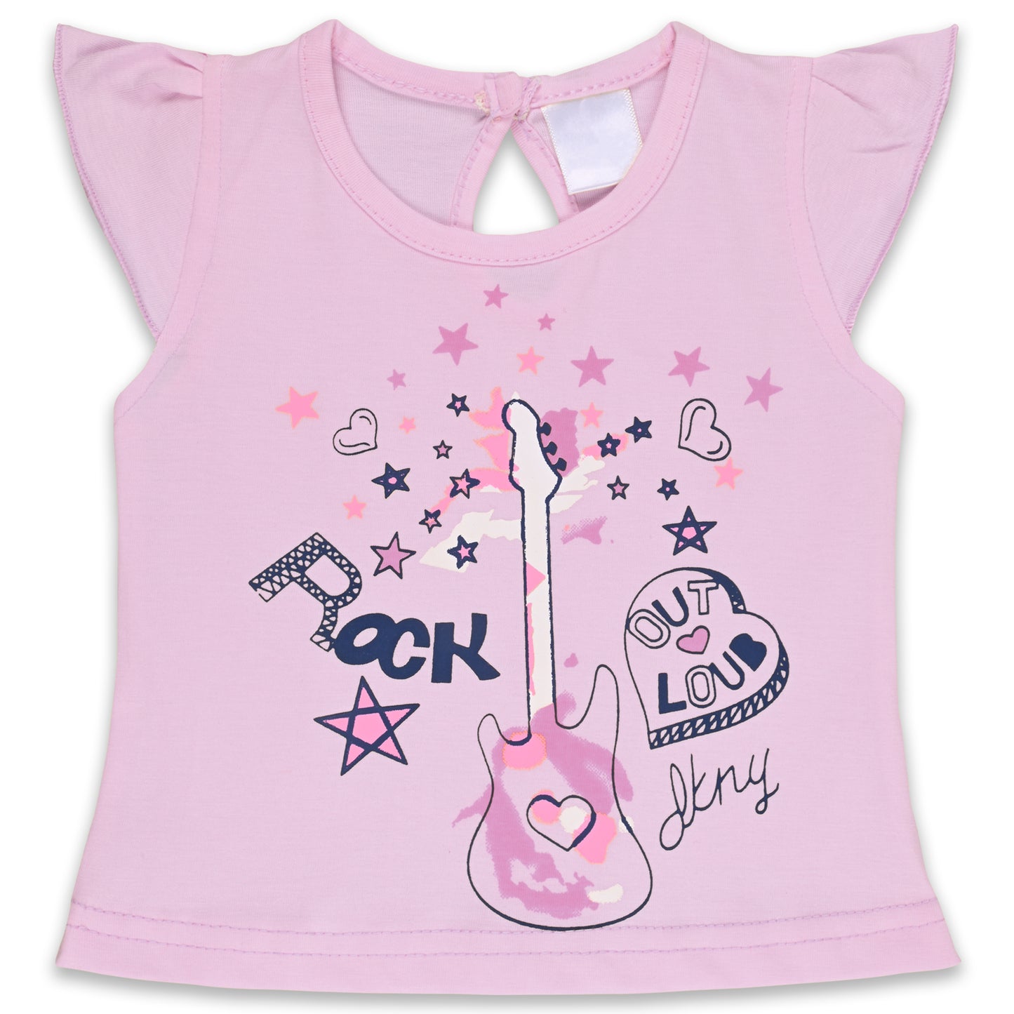 Girls Printed T-Shirt And Polka Dot Printed Skirt