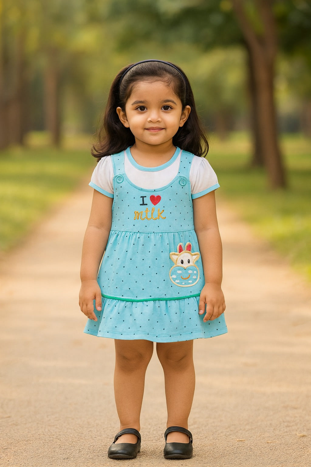 Baby Girls Polka Print A-Line Frock Dress with Brief