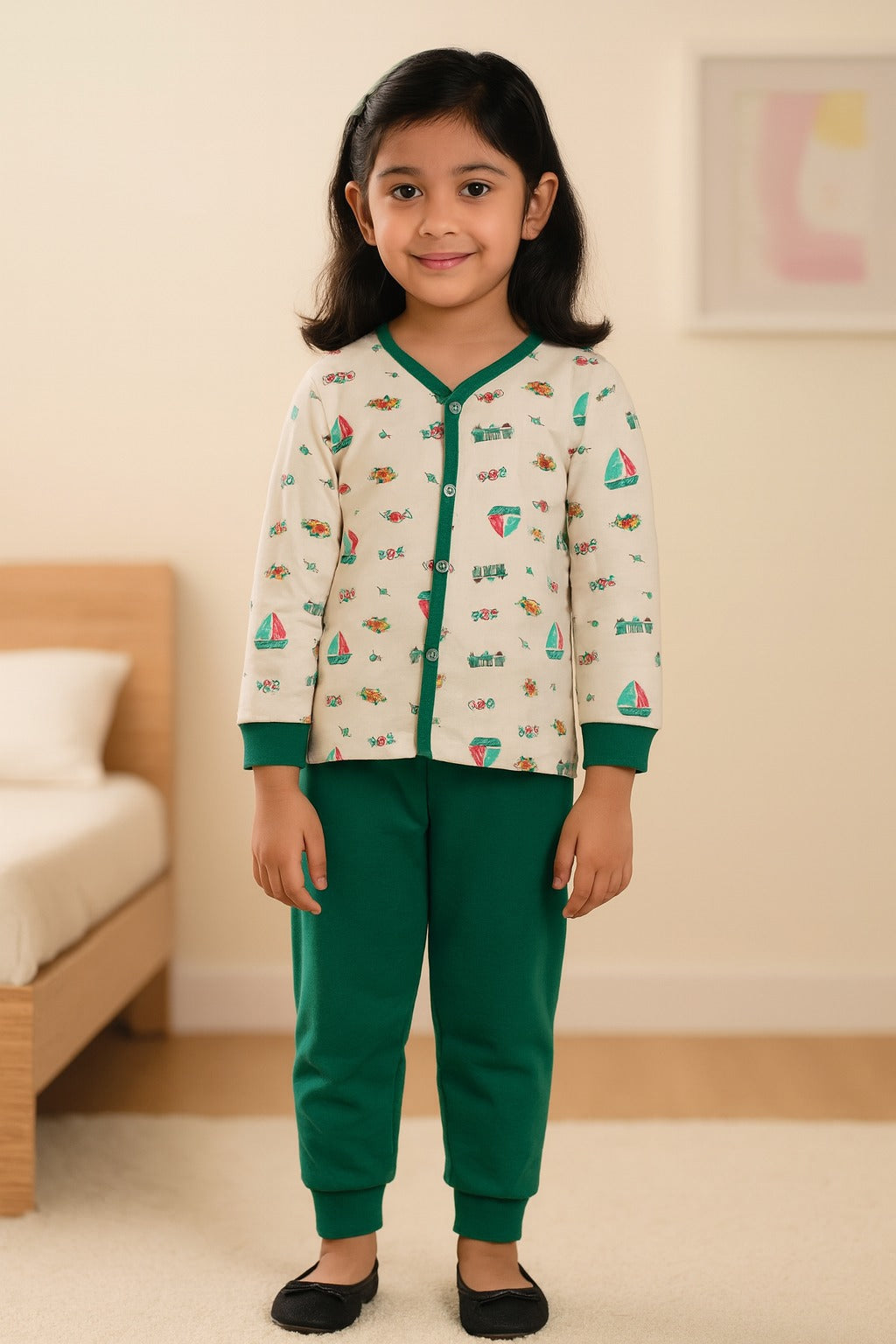Baby Unisex T-Shirt With A Printed Deign And Solid Pant