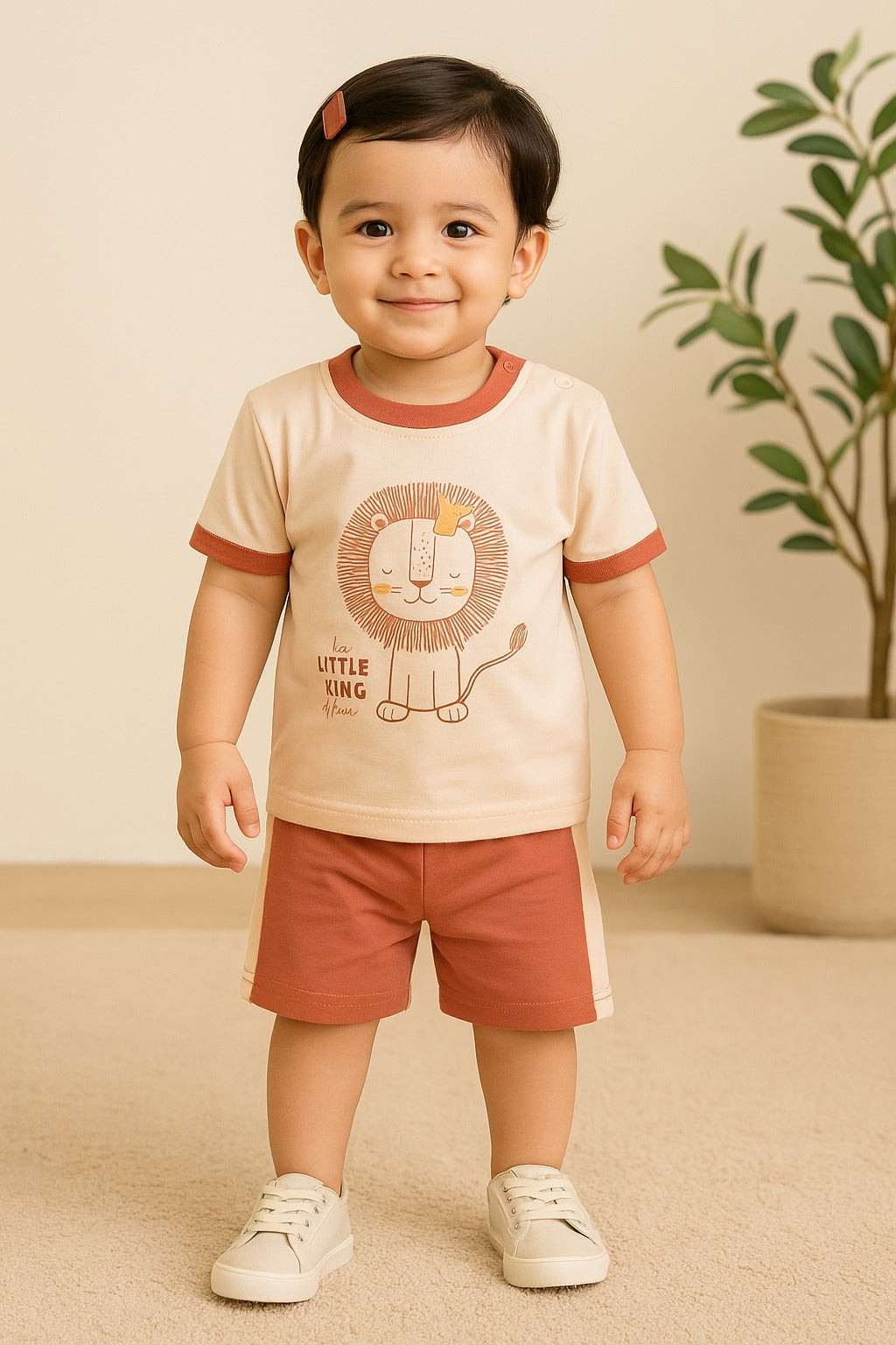 Boys Printed Cotton Tshirt and Shorts Set