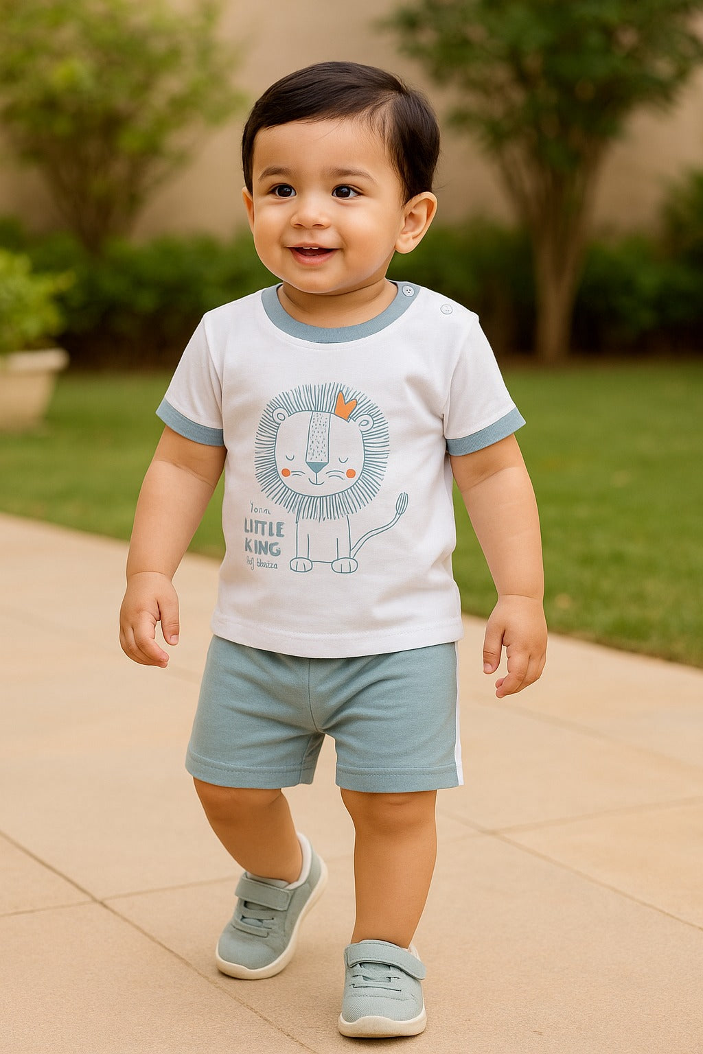Boys Printed Cotton Tshirt and Shorts Set