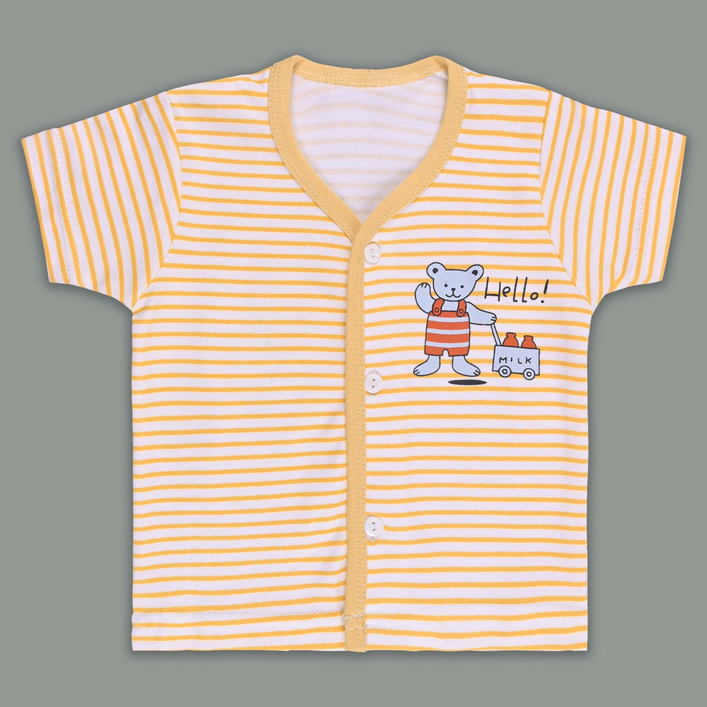 Boys Cotton Button Down Stripe Tshirt and Shorts Set