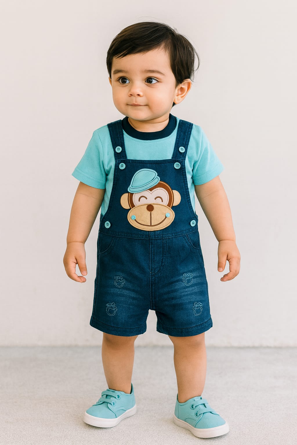 Baby Boys Applique T-Shirt and Shorts Dungaree Set