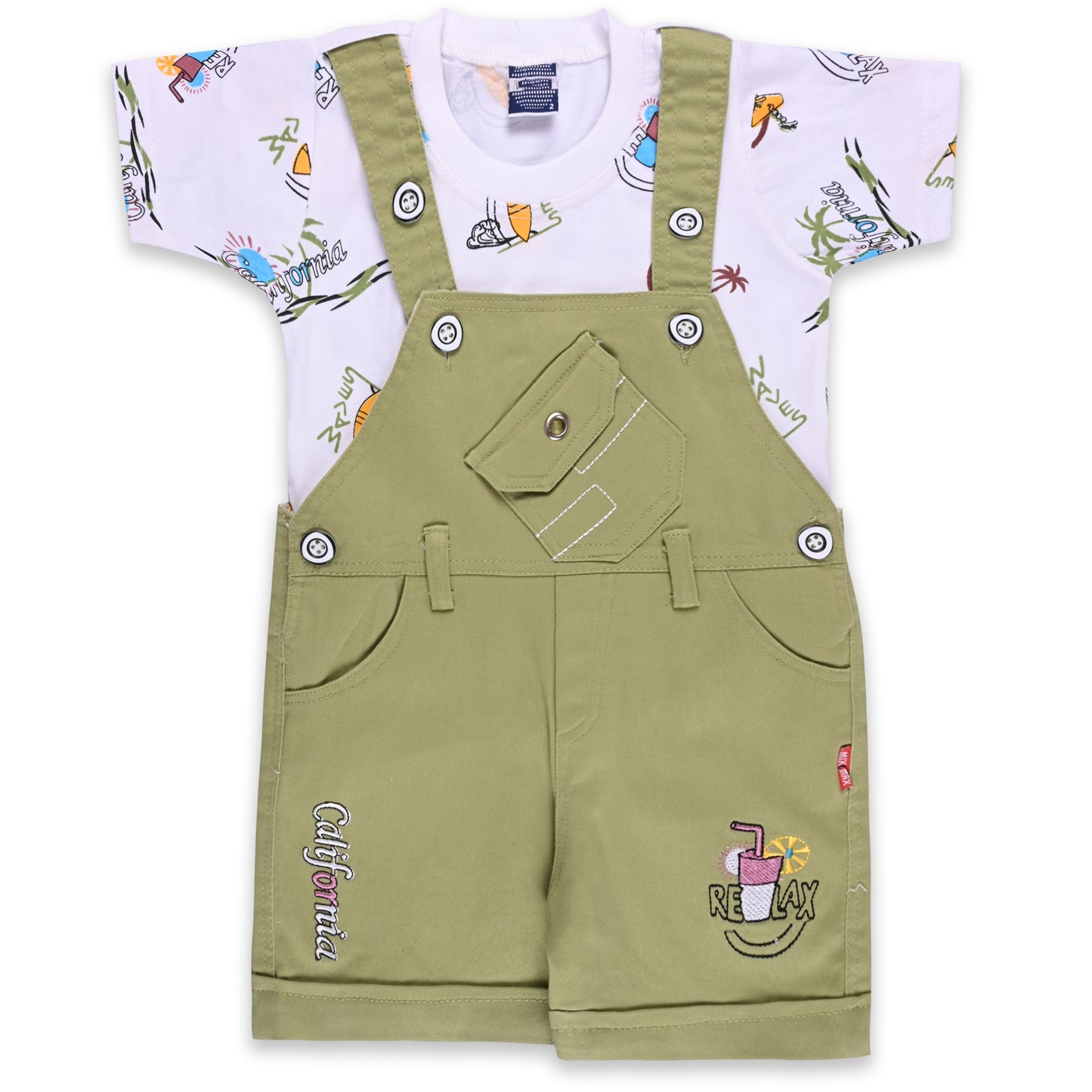 Baby Boys Graphic Print T-Shirt and Shorts Dungaree Set