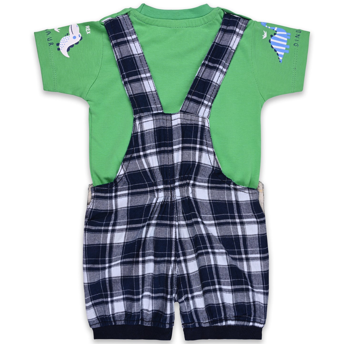 Baby Boys Checked T-Shirt and Shorts Dungaree Set