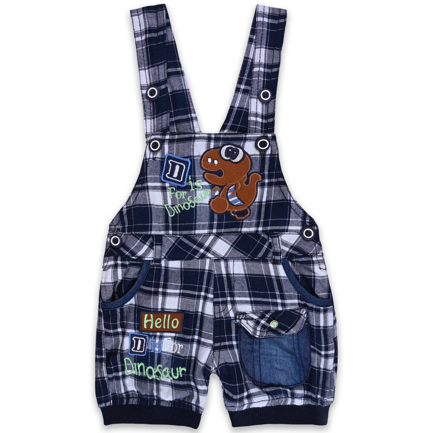 Baby Boys Checked T-Shirt and Shorts Dungaree Set