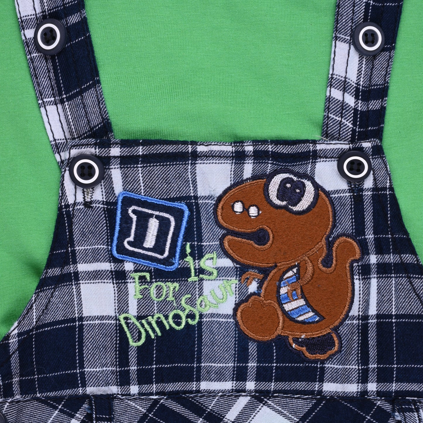 Baby Boys Checked T-Shirt and Shorts Dungaree Set