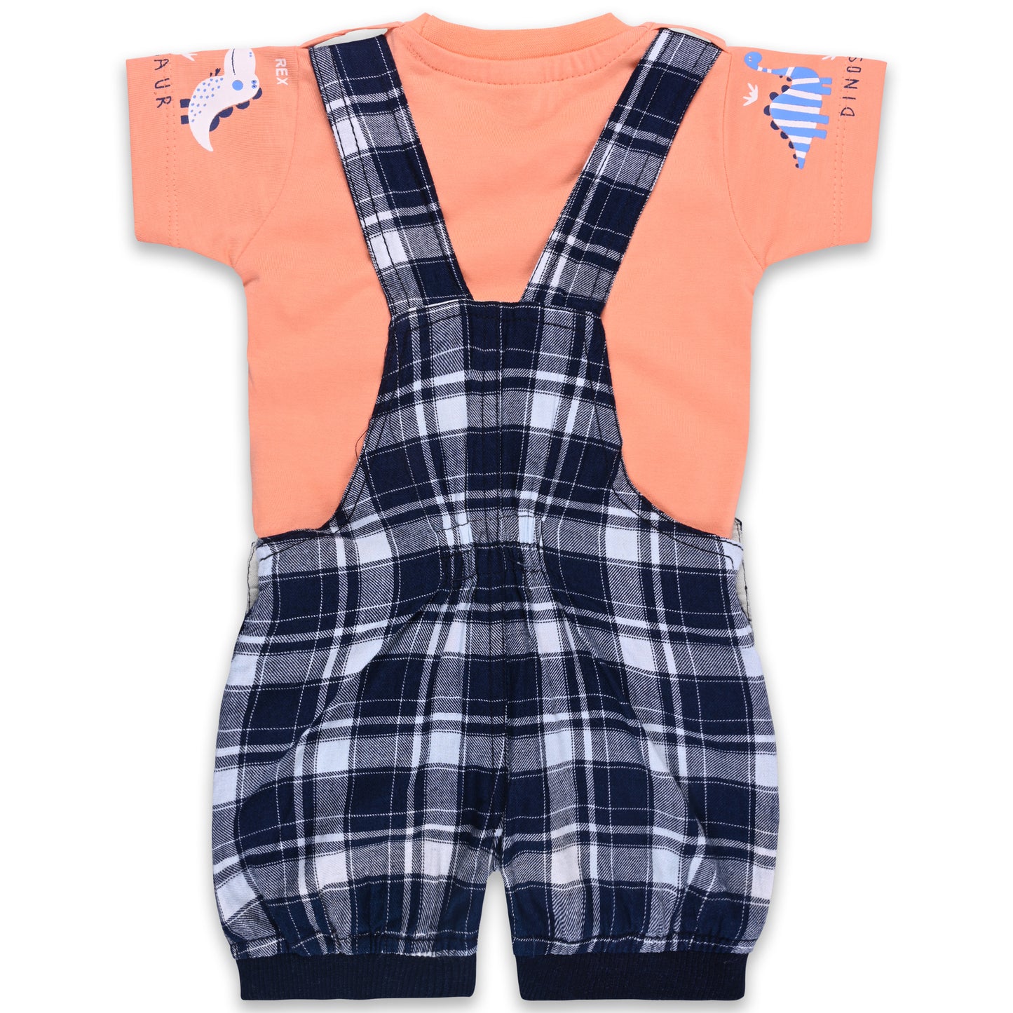 Baby Boys Checked T-Shirt and Shorts Dungaree Set