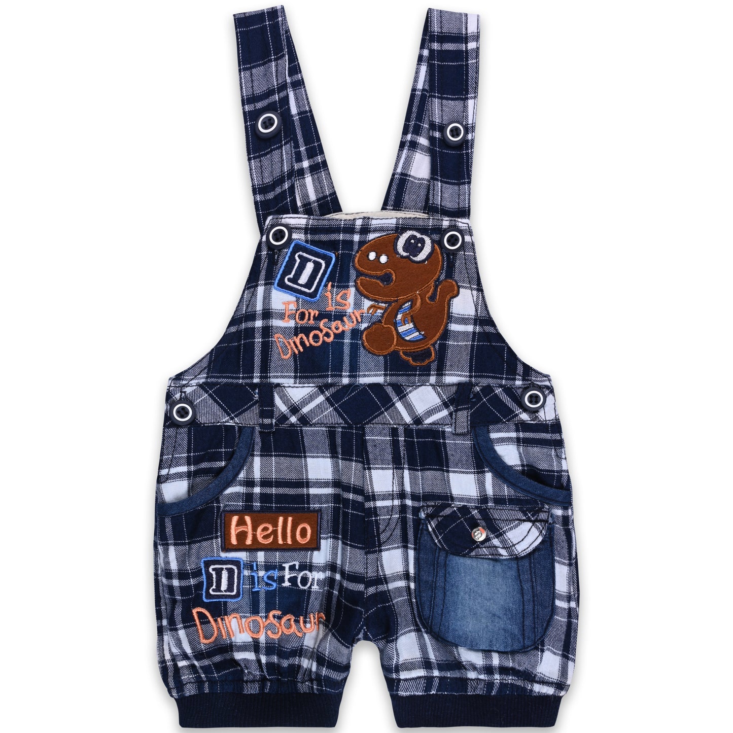 Baby Boys Checked T-Shirt and Shorts Dungaree Set