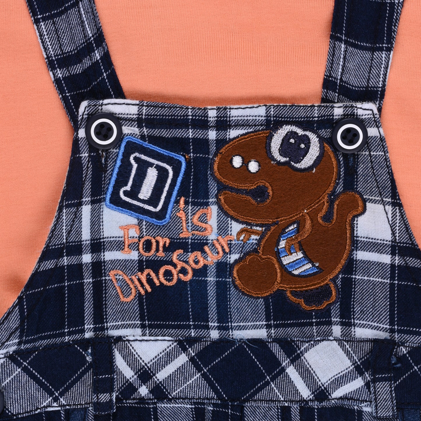 Baby Boys Checked T-Shirt and Shorts Dungaree Set