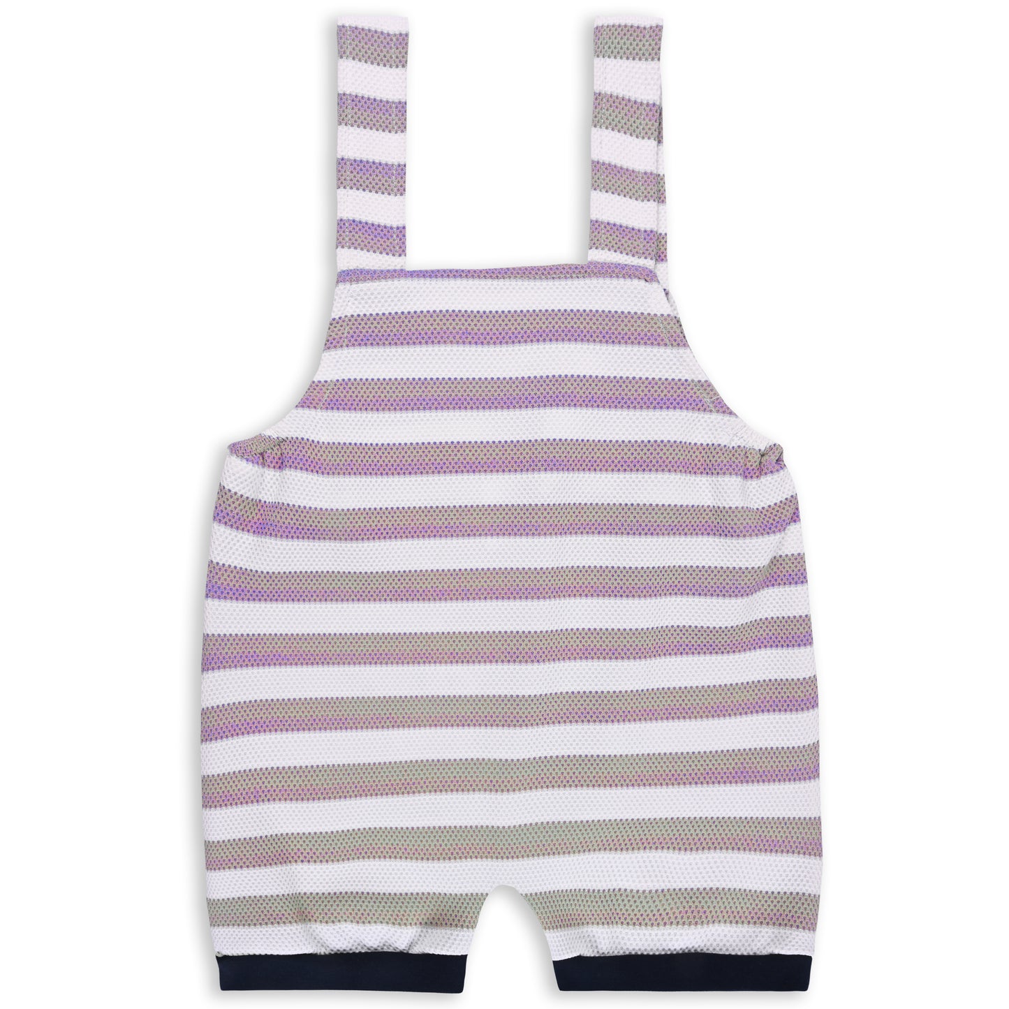 Baby Boys Striped and Printed T-Shirt and Shorts Dungaree Set