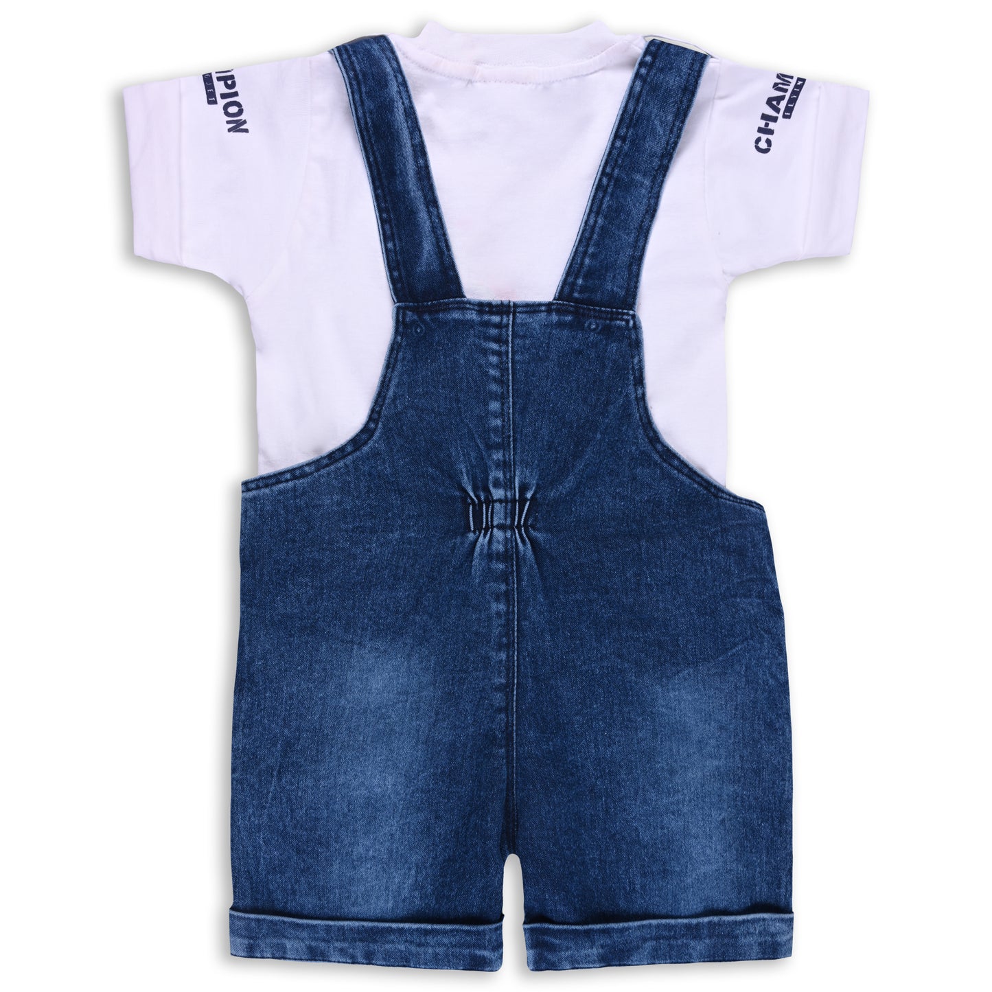 Baby Boys Printed T-Shirt and Shorts Dungaree Set