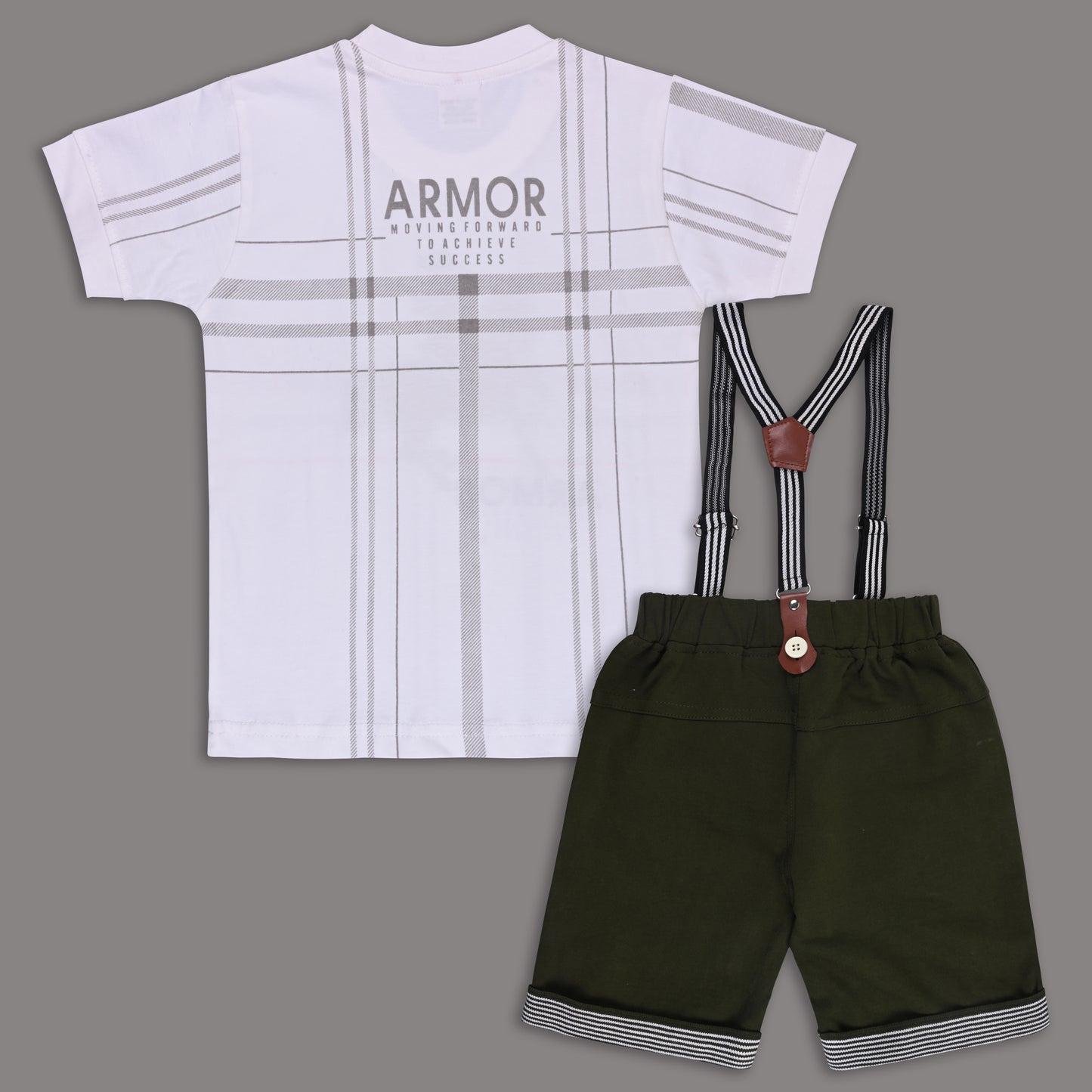 Boys Cotton Printed T-shirt and Suspender Dungaree Set btp837