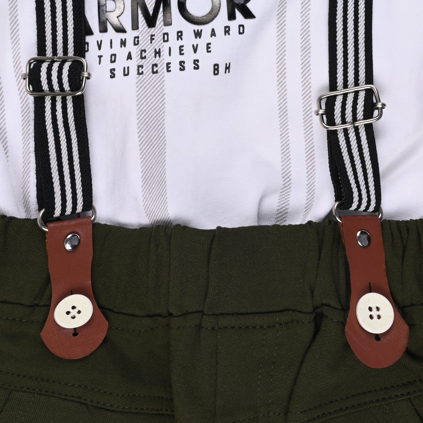 Boys Cotton Printed T-shirt and Suspender Dungaree Set btp837