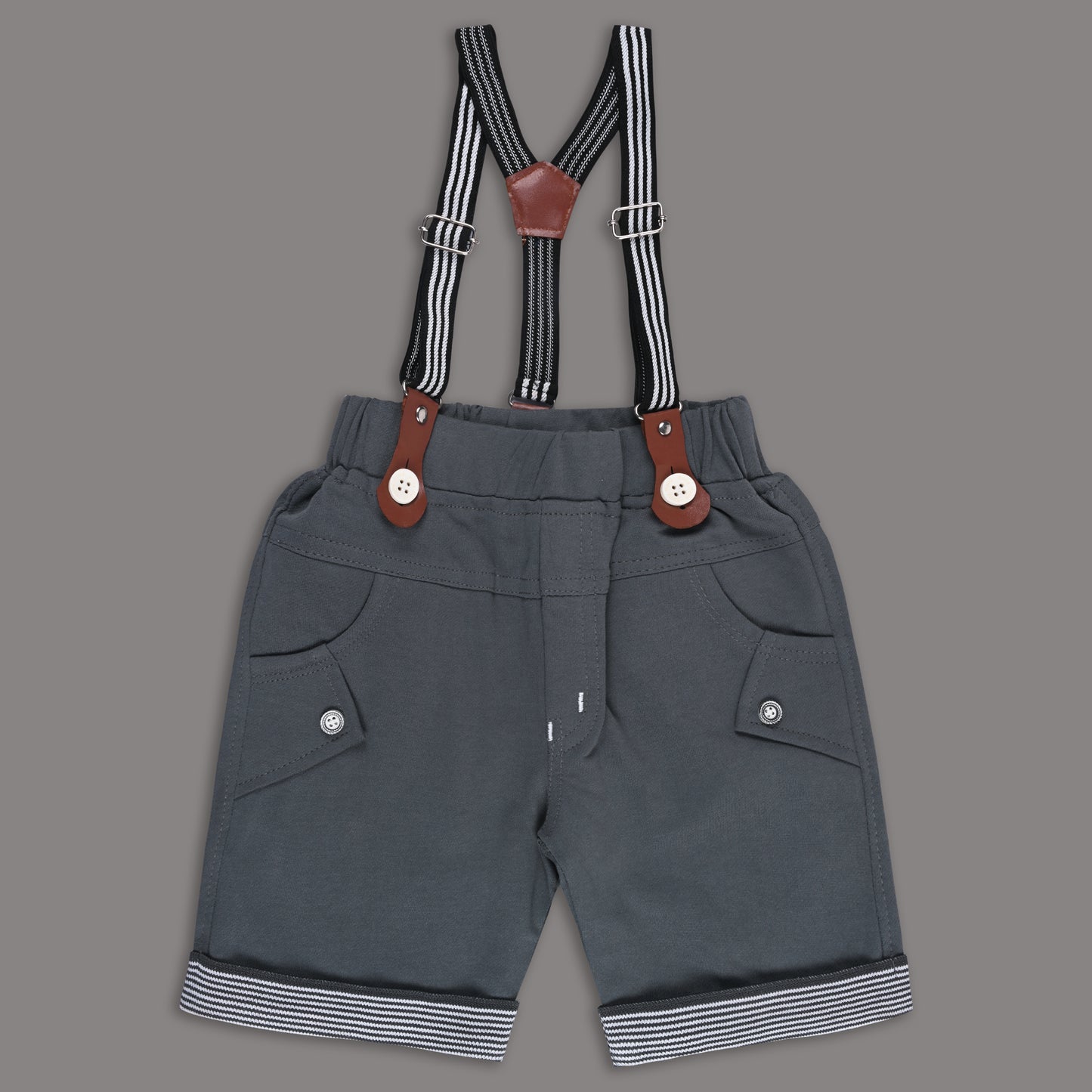 Boys Cotton Printed T-shirt and Suspender Dungaree Set btp837