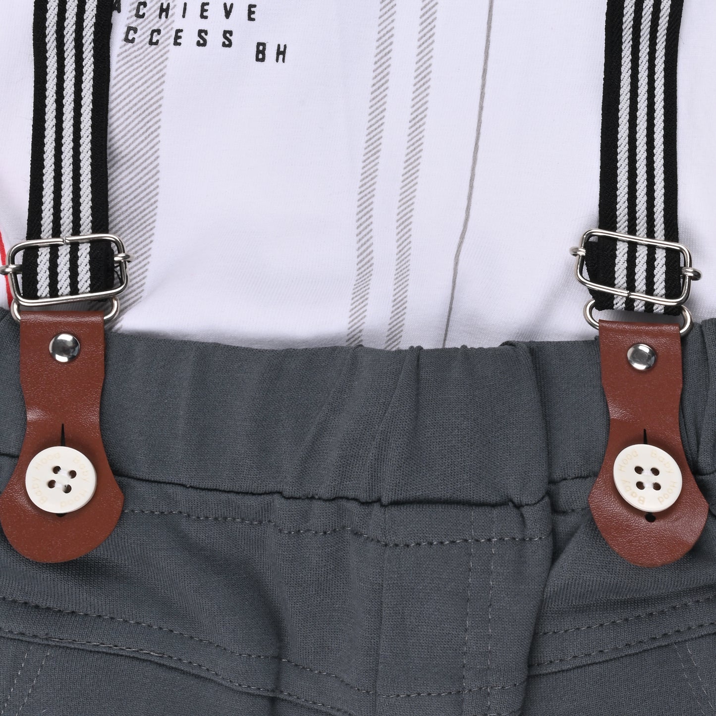 Boys Cotton Printed T-shirt and Suspender Dungaree Set btp837