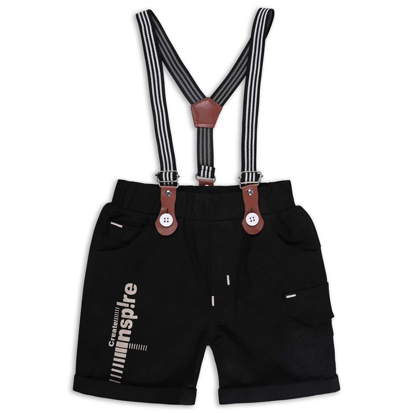 Boys Cotton Printed T-shirt and Suspender Dungaree Set btp838