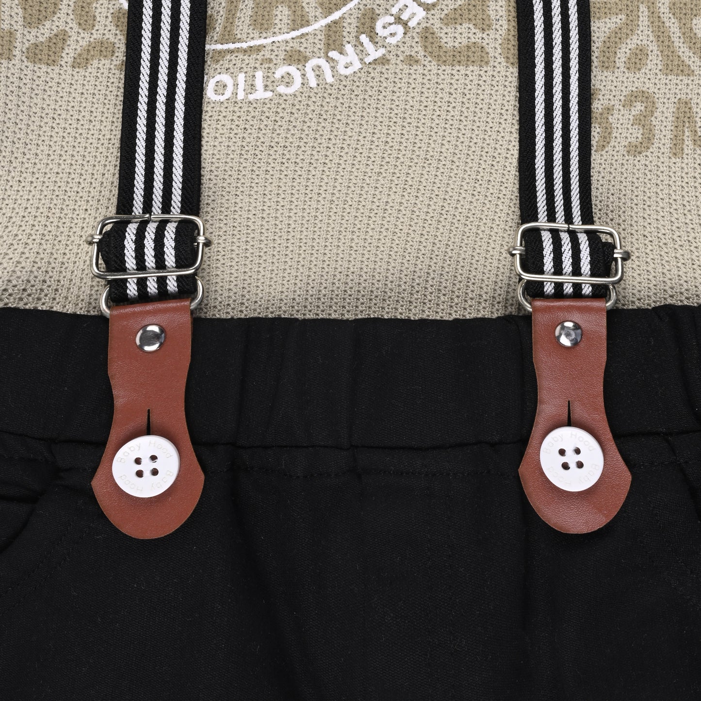 Boys Cotton Printed T-shirt and Suspender Dungaree Set btp838