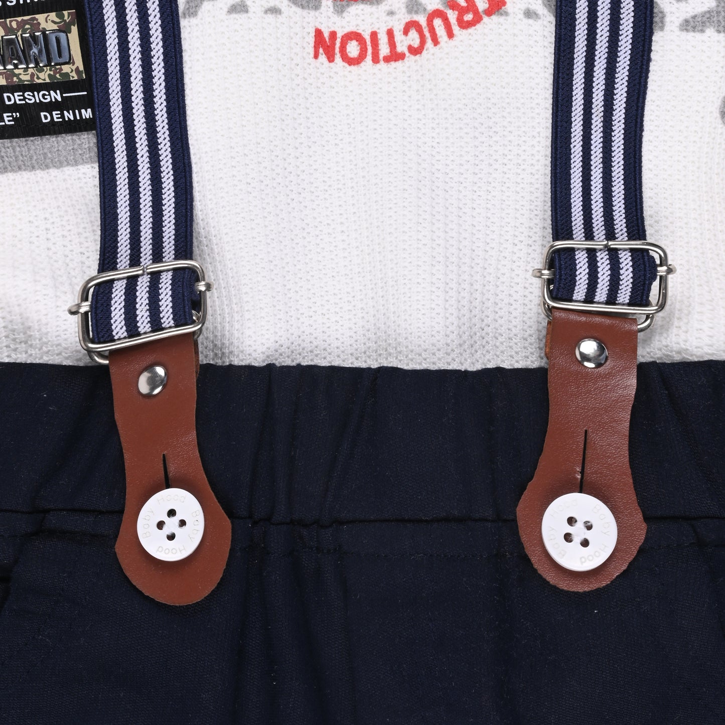 Boys Cotton Printed T-shirt and Suspender Dungaree Set btp838