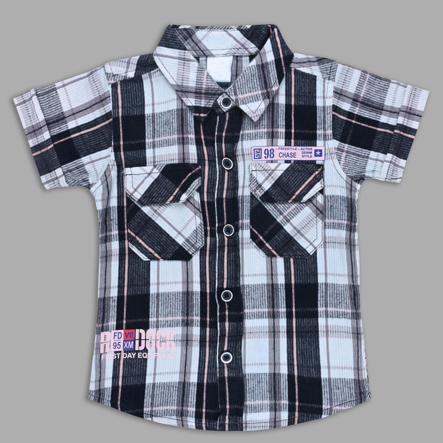 Boys Classic Checkered Print Cotton Shirt and Shorts Set