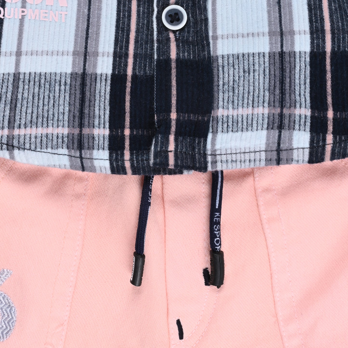 Boys Classic Checkered Print Cotton Shirt and Shorts Set
