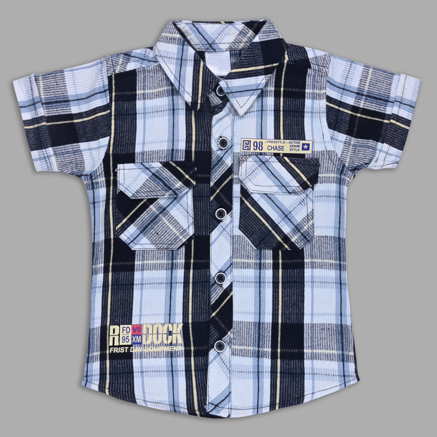 Boys Classic Checkered Print Cotton Shirt and Shorts Set