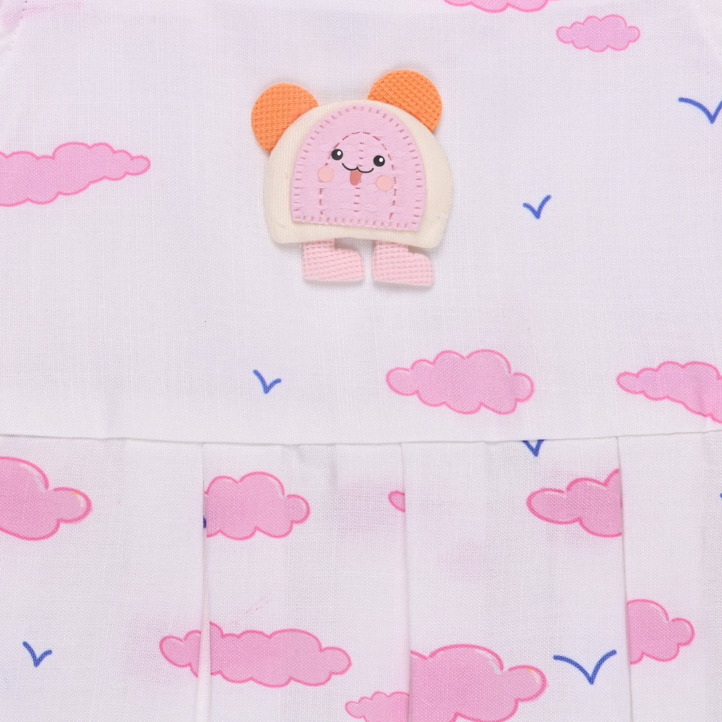 Girls Printed Box Pleat Casual Dress with Frill Sleeves