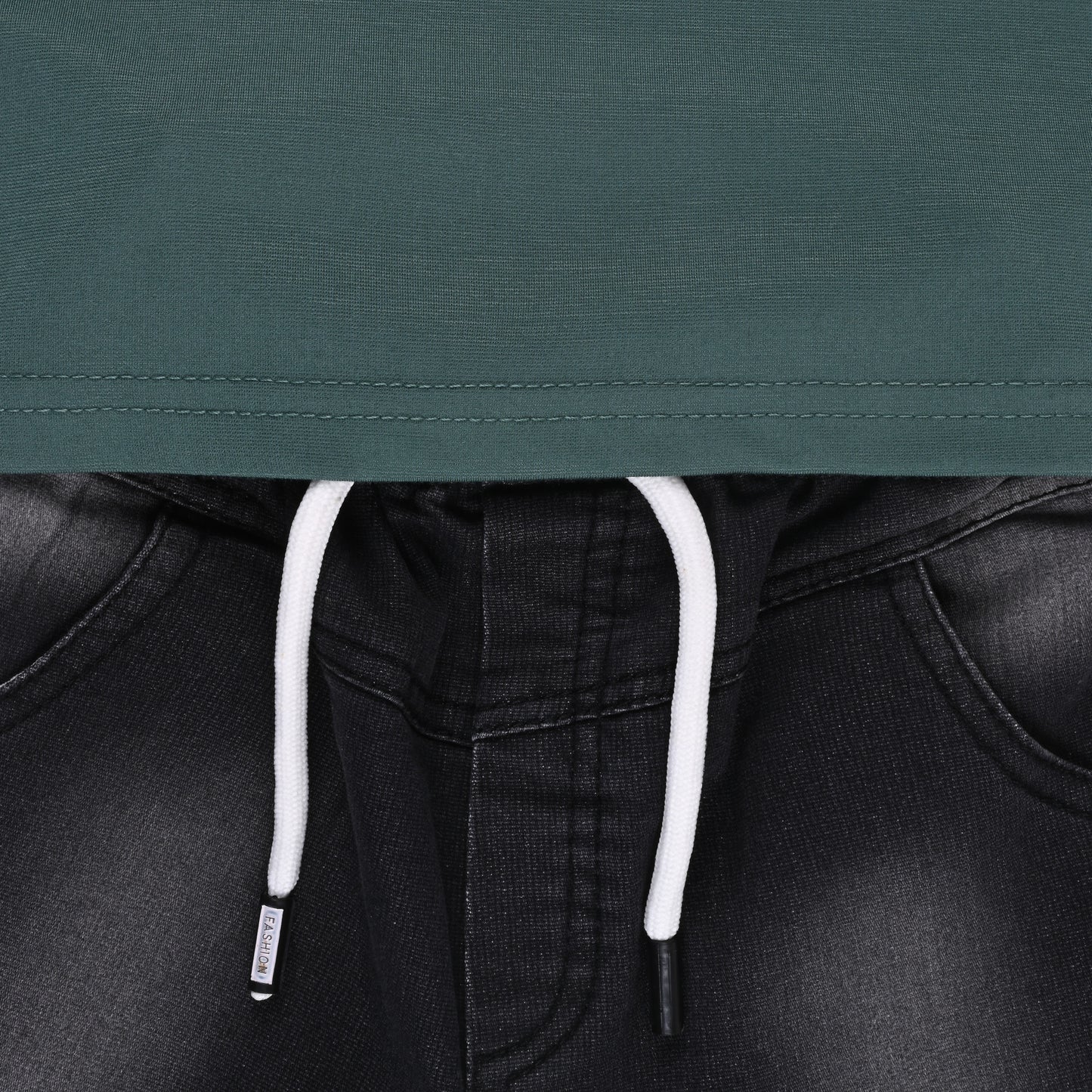 Boys Colorblock Cotton Polo T-shirt with Denim Shorts