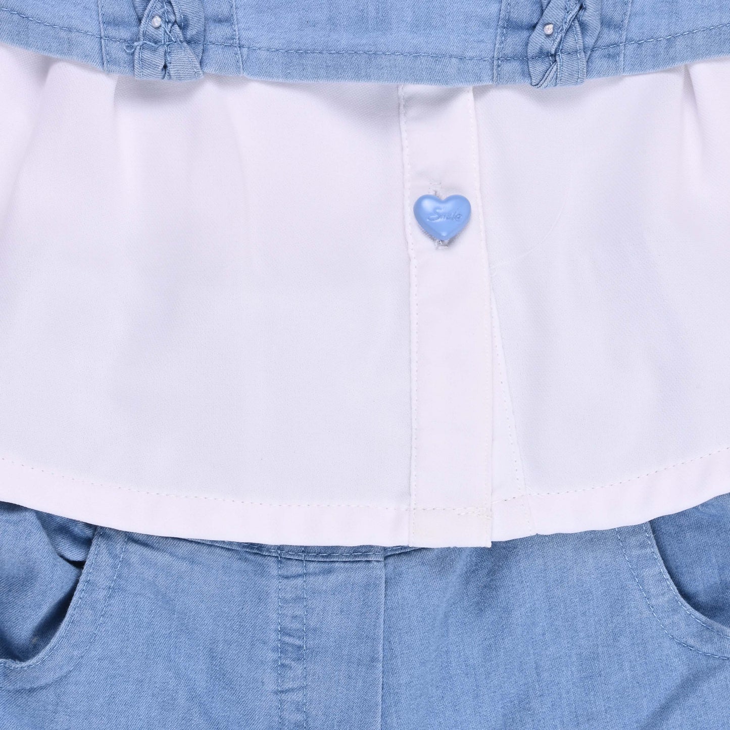 Girls Printed Denim Crop Top and Jeans with Shirt Set