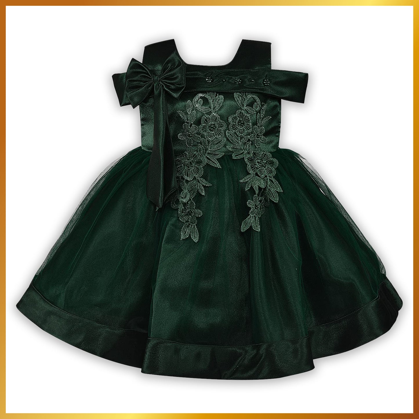 Girls Cold shoulder layered Fit and flare dress
