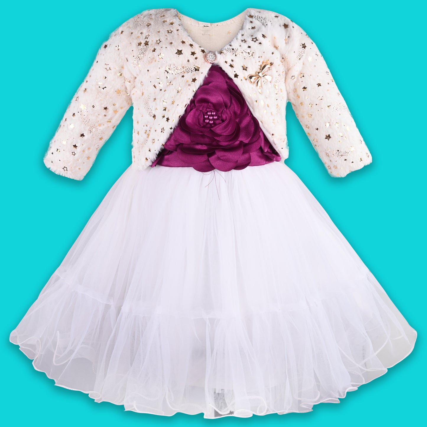Girls Solid Full Sleeve Fit and Flare Frock Dress