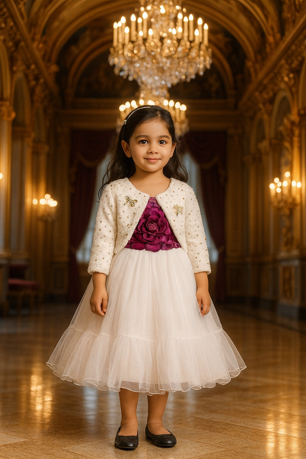 Girls Solid Full Sleeve Fit and Flare Frock Dress