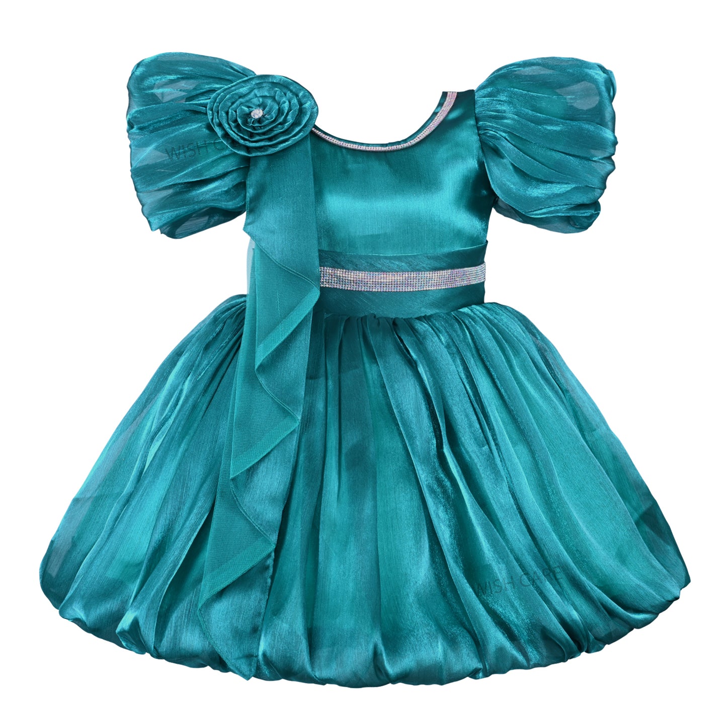 Rhinestone Floral Embellished Balloon Party Dress
