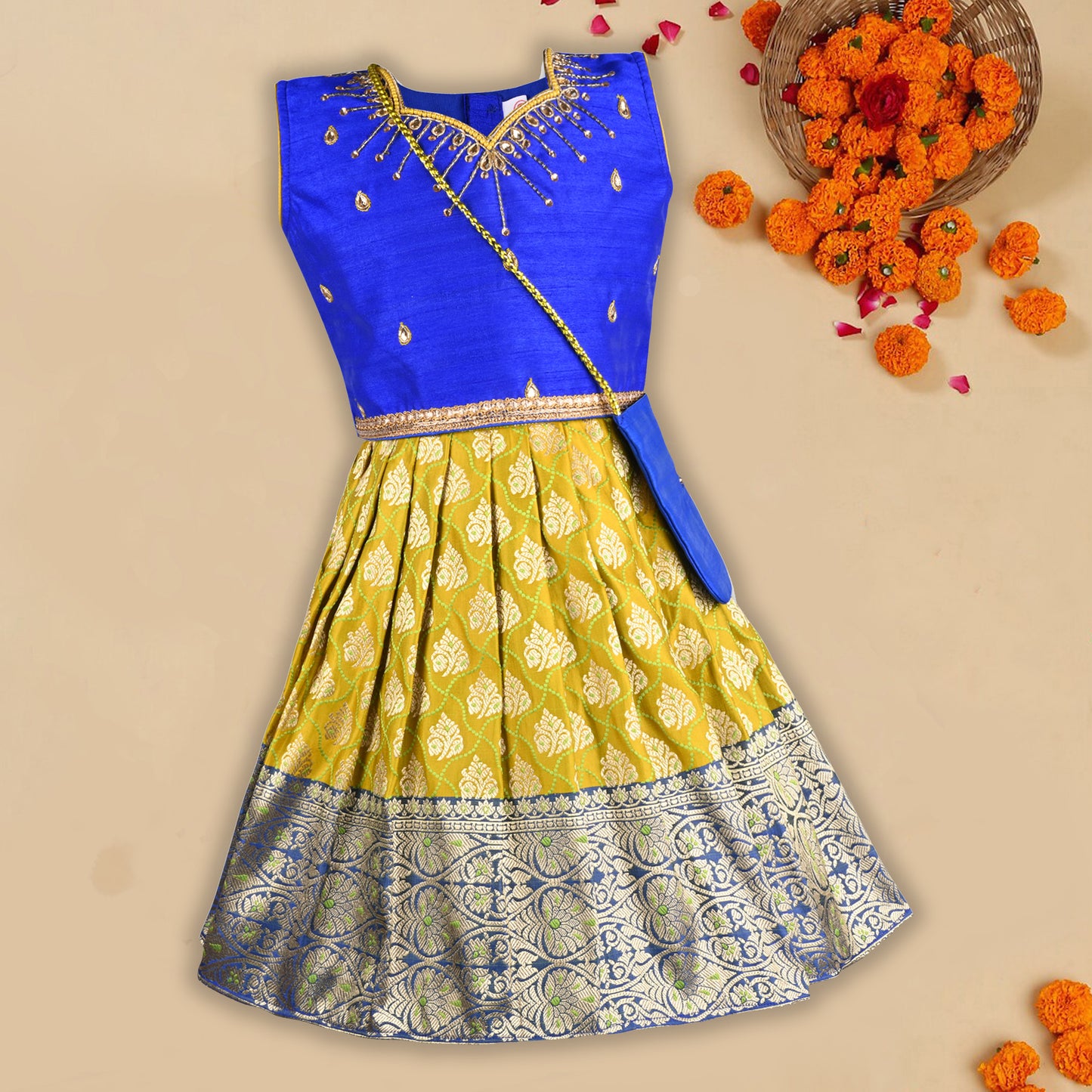 Girls Embellished Ethnic Lehenga Choli Set