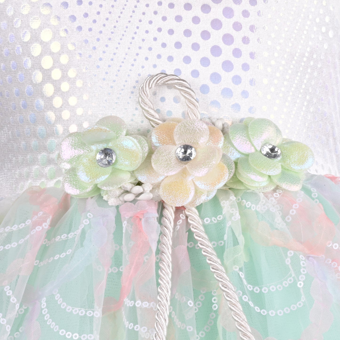 Girls Floral Embellished Ruffle Flared Party Dress