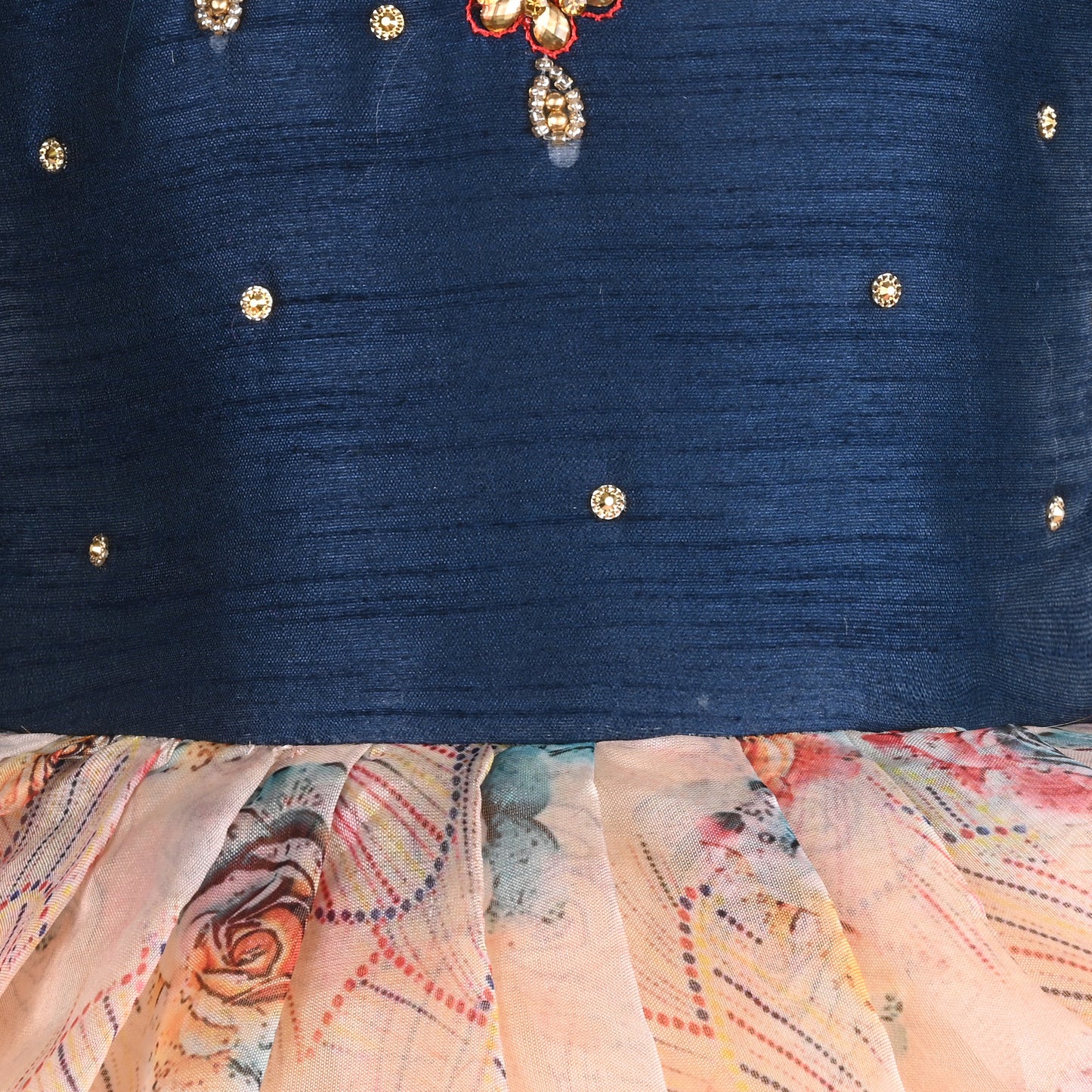 Girls Bead Embellished Floral Zari Ethnic Dress bxap492