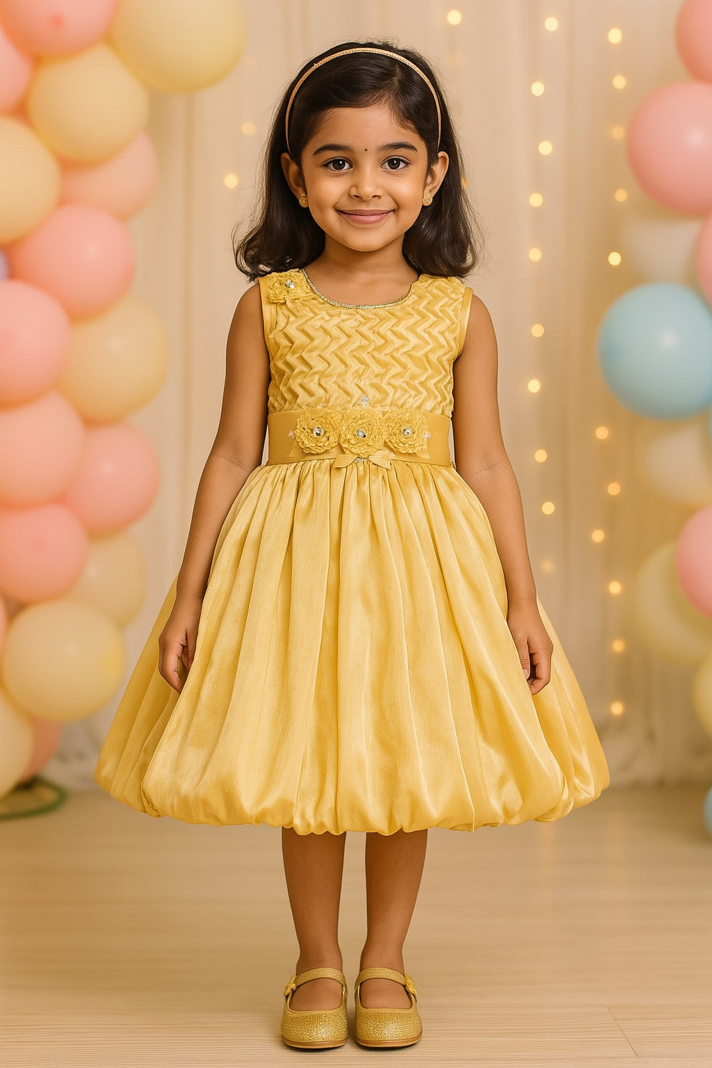 Girls Solid No Sleeve Fit and Flare Frock Dress
