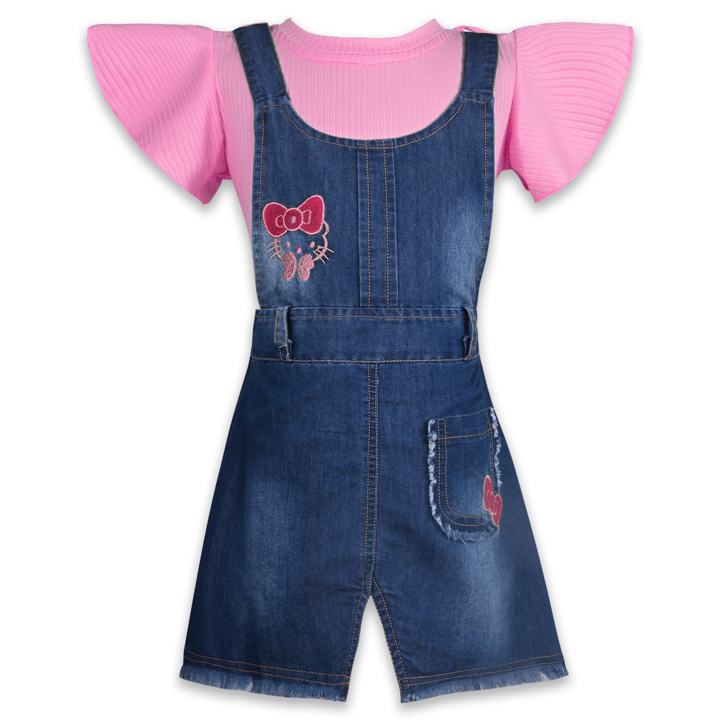 Girls Printed Top and Shorts Dungaree Set