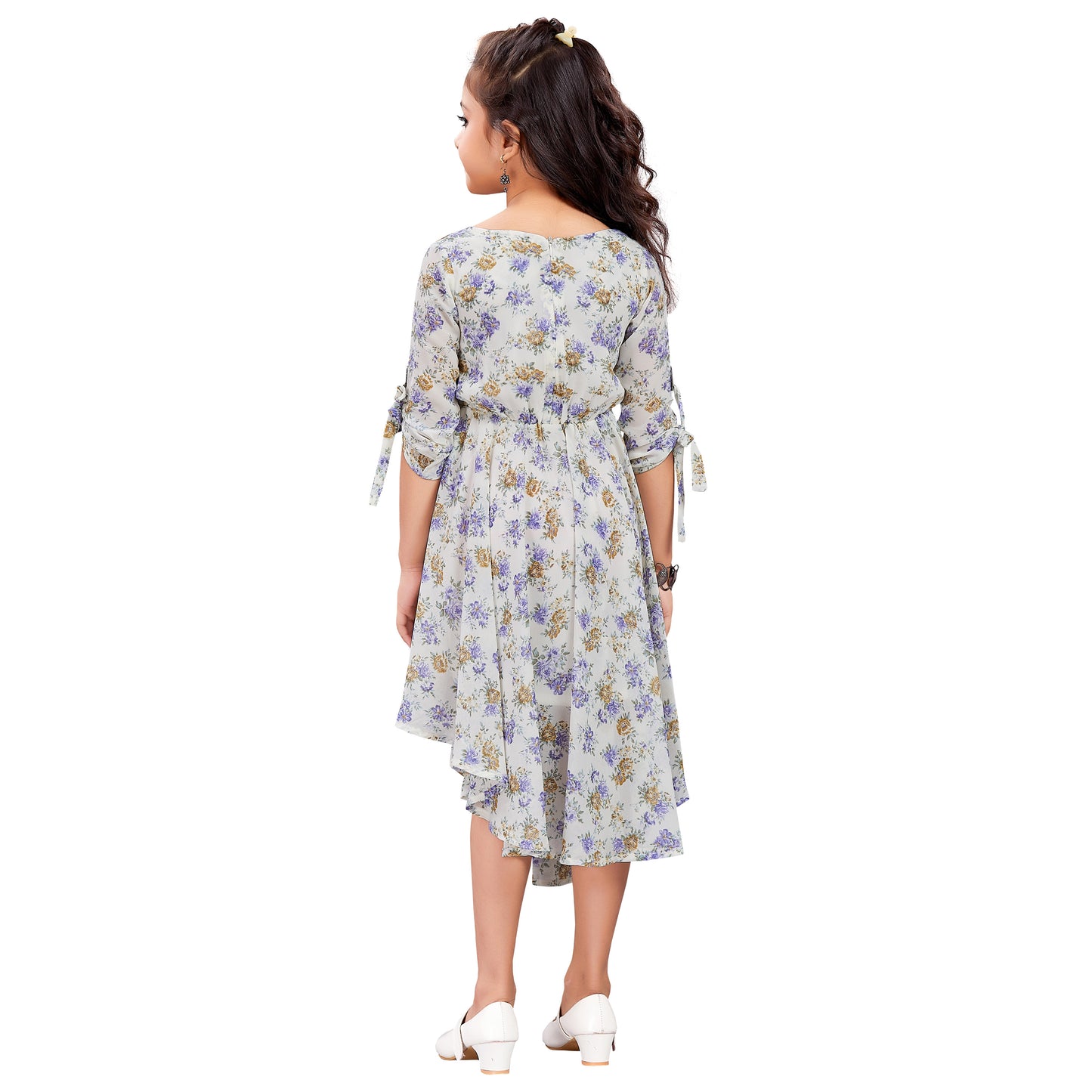 Girls Floral Printed Fit and Flare Dress