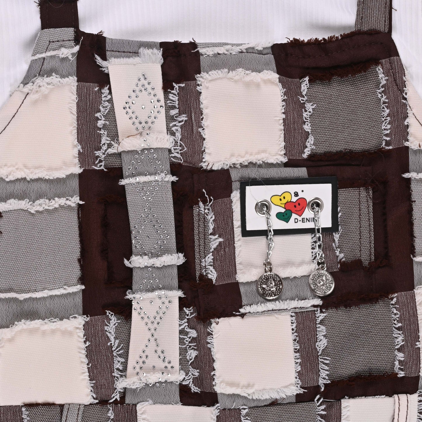 Girls Checkered Texture Flared Top with Dungaree