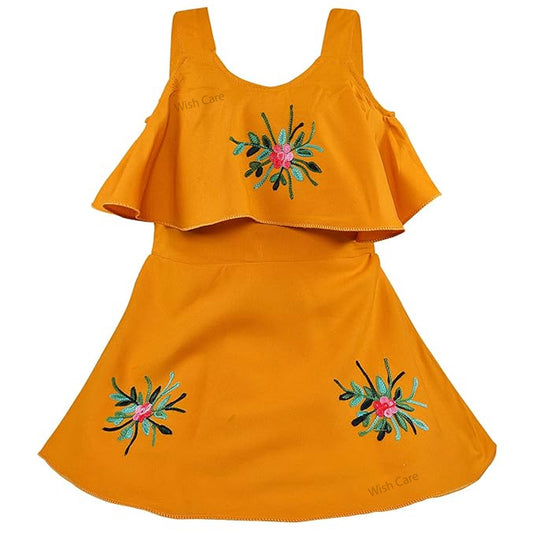 Girls Rayon Embroidered Casual Dress