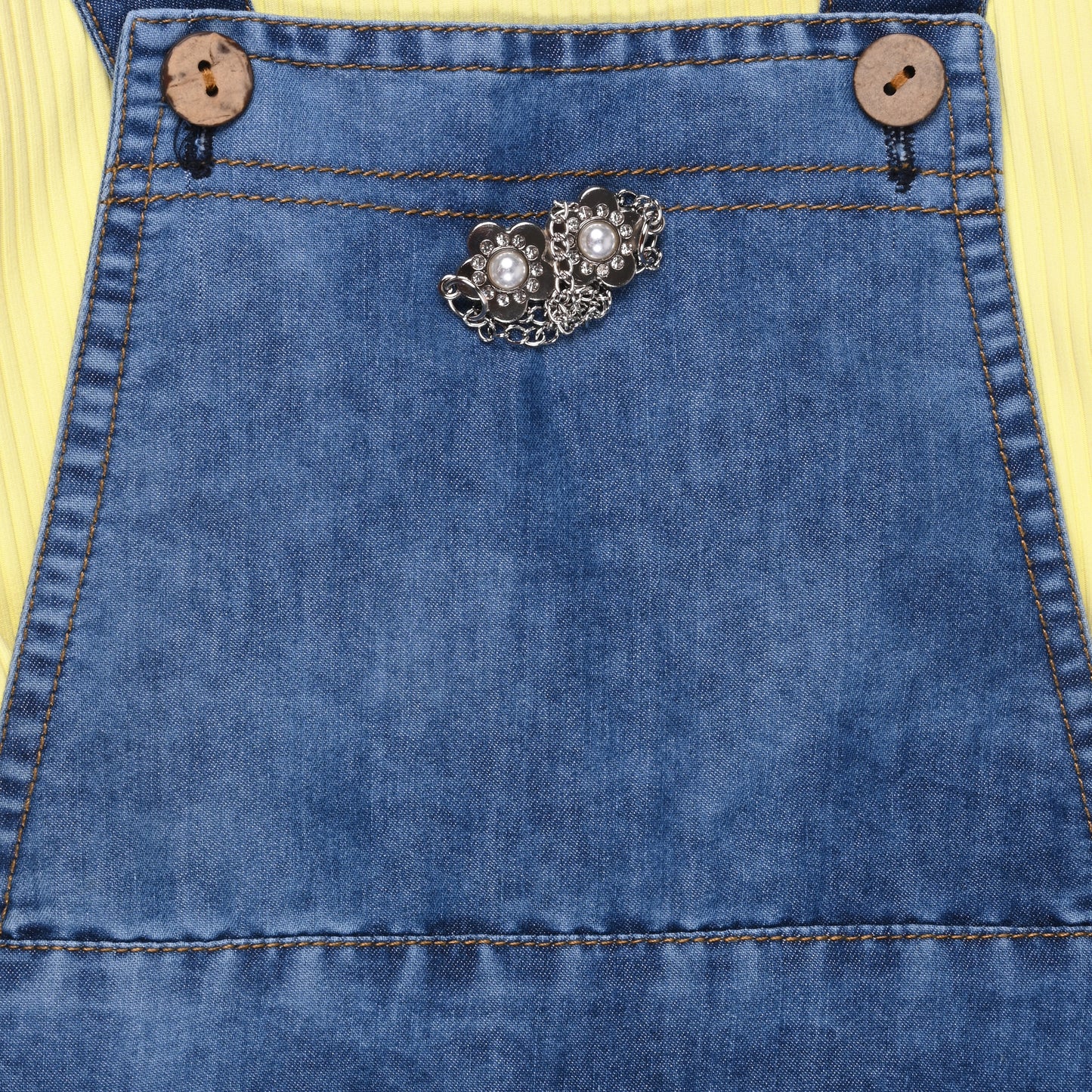 Girls Flared Top and Denim Dungaree Set
