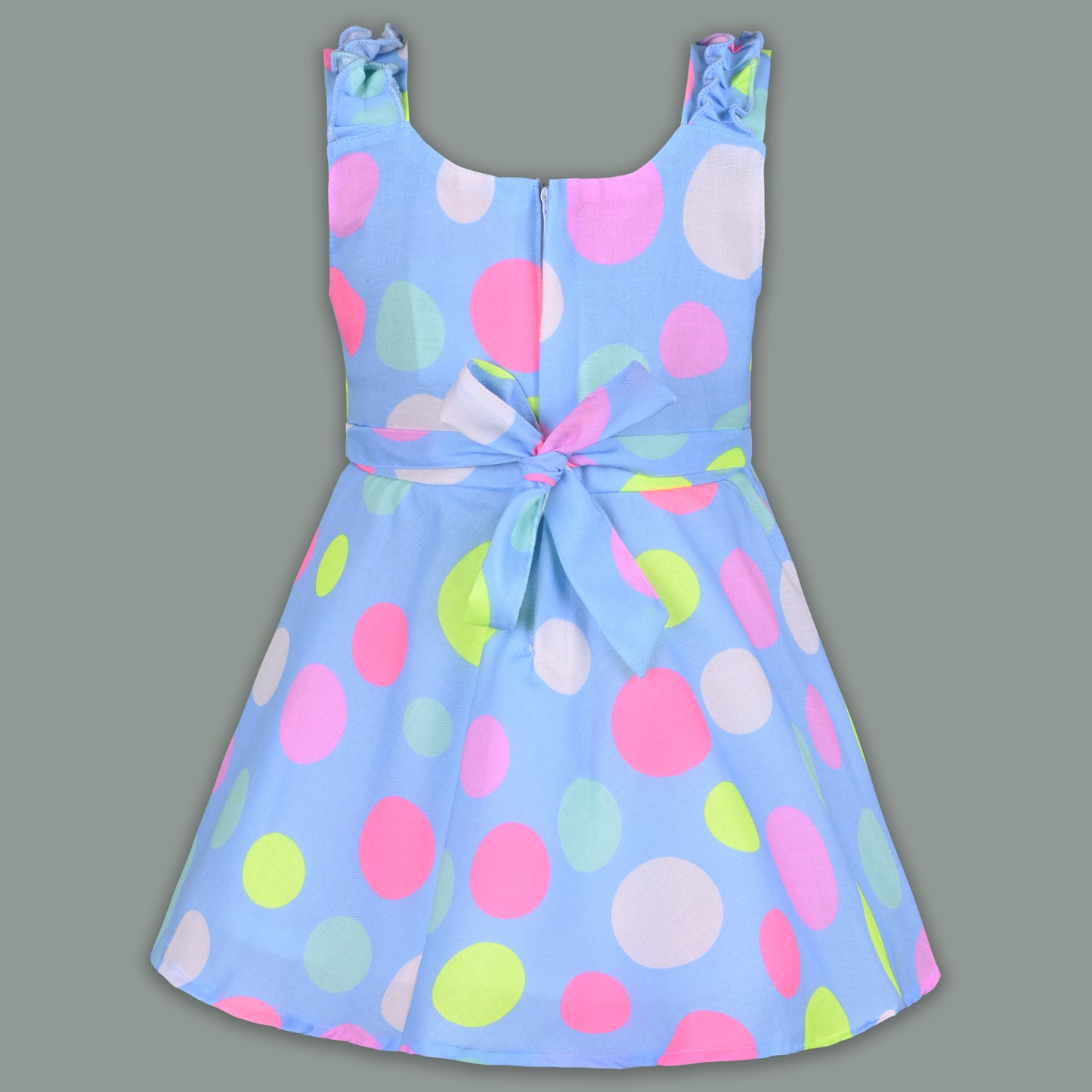 Baby Girl Polka Dot Frock with Colorful Print & Bloomers – Party Wear Dress for Kids