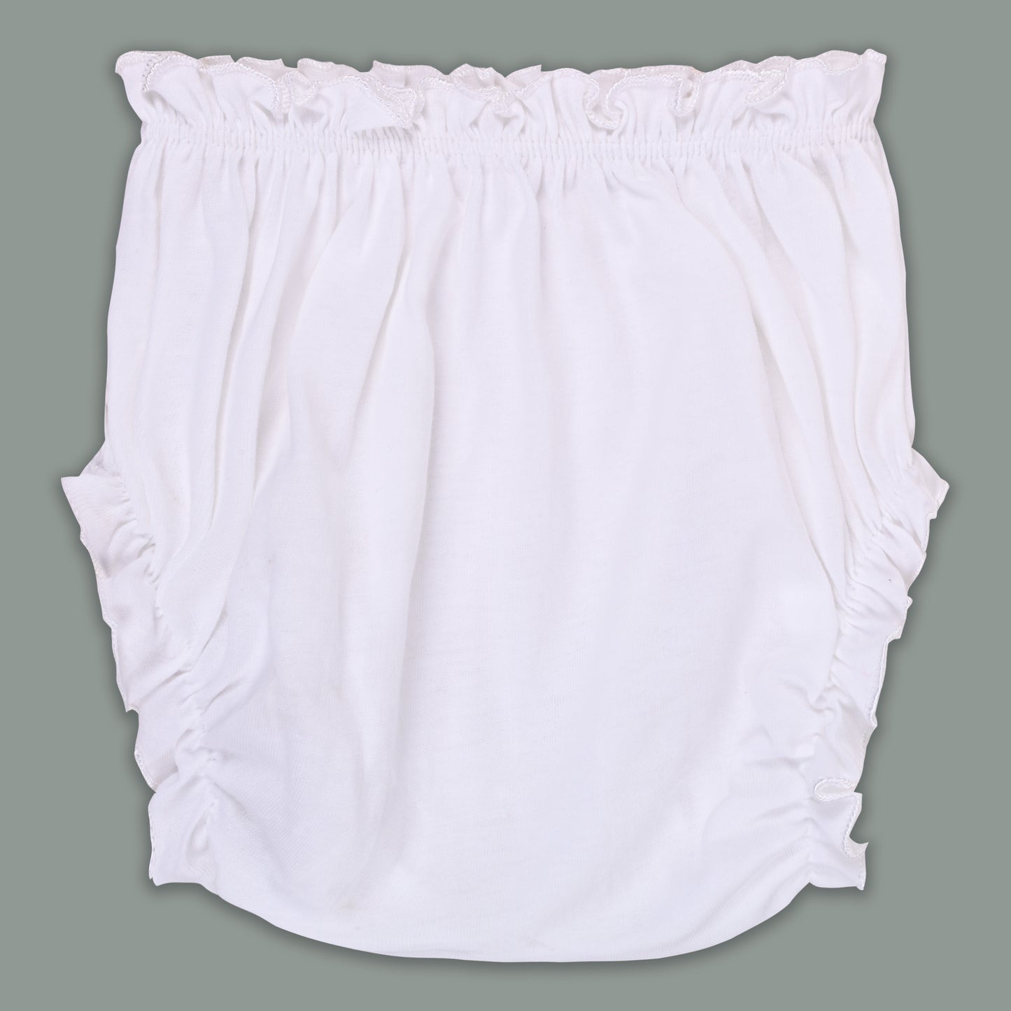 Baby Girl Georgette White Frock with Peach Print & Bloomers – Party Wear Dress for Kids
