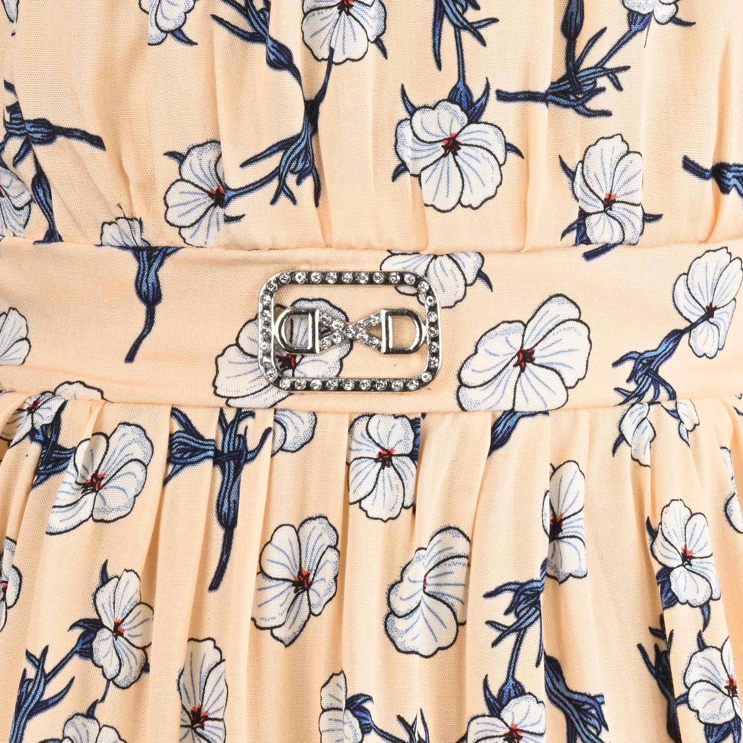 Girls Printed Puff Sleeve Midi Dress